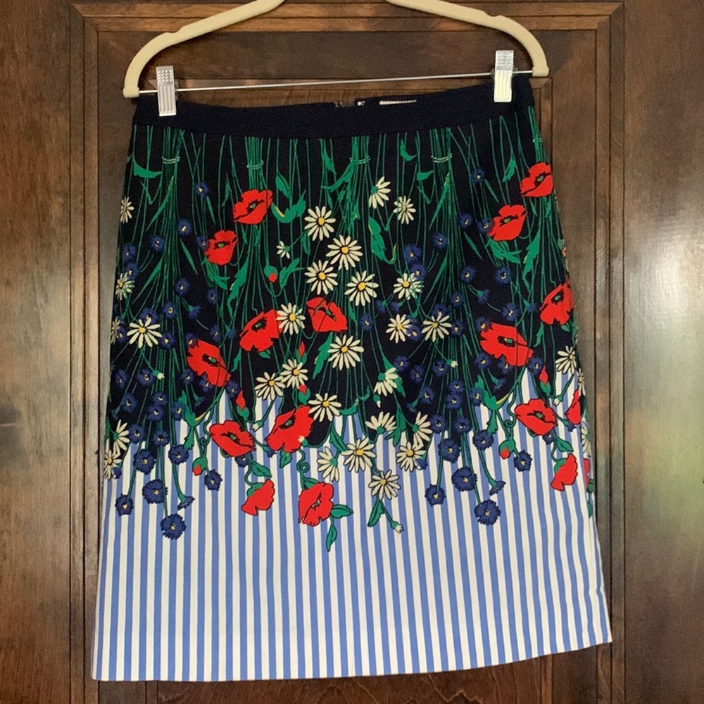 Anthropologie Floral Cotton Lined Pencil Skirt